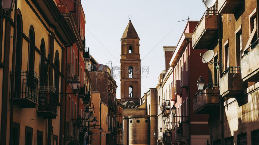 Castelloa区akaCastedduesusu意指萨德的上堡意大利卡亚里中世纪老城市心区aCagliari图片