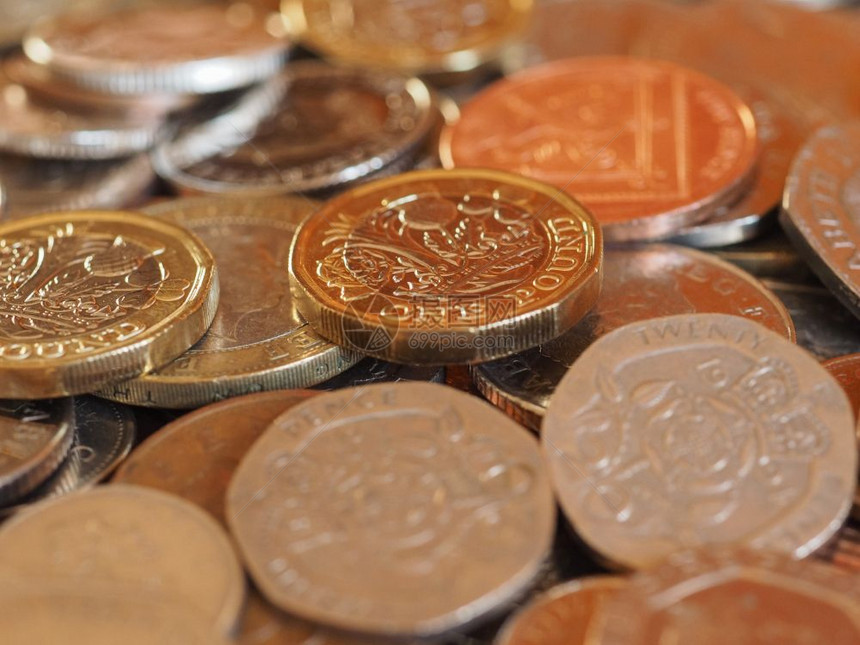 硬币英镑国货币作为背景有用硬币联合王国背景图片