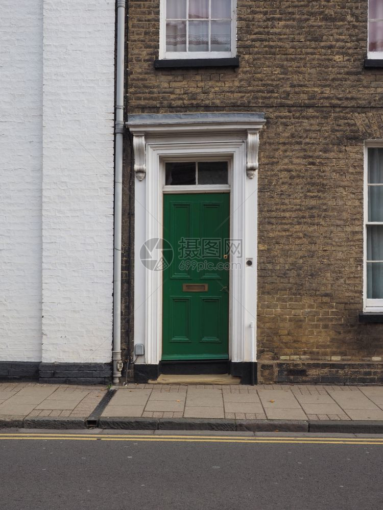 英国住宅的绿色传统入口图片