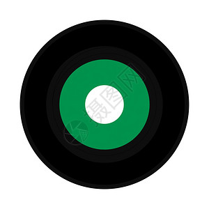 具有绿色标签的乙烯基唱片古代模拟音乐录制介质图片