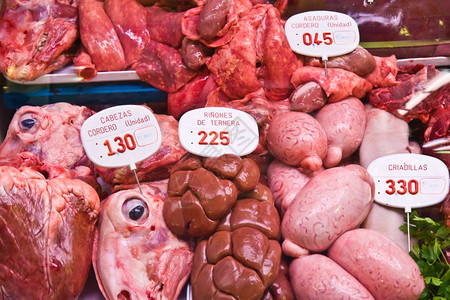 西班牙巴塞罗那市场新鲜肉类图片