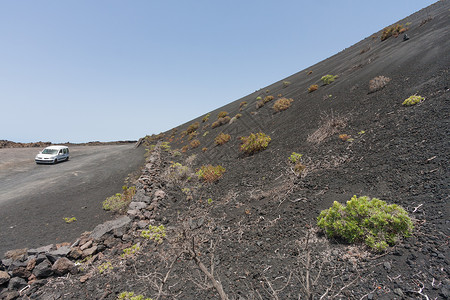 加那利群岛LaPalma火山灰斜坡背景图片