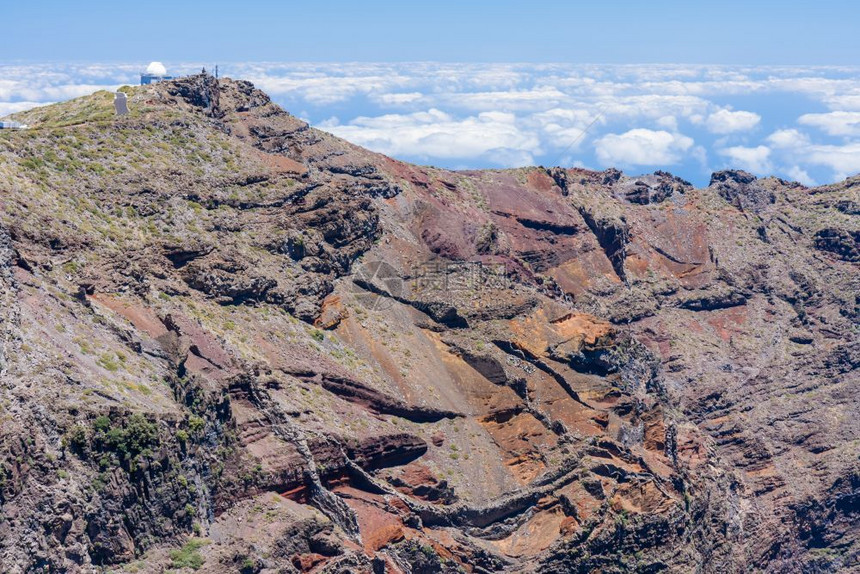 加那利群岛拉帕尔马CalderadeTaburiente火山坑望远镜最高峰顶图片