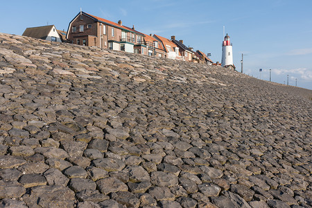 荷兰的一个渔村乌尔克Urk的隔水高清图片