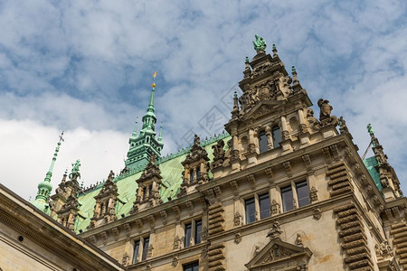 德国汉堡著名的Rathaus城市大厅的外观详情图片
