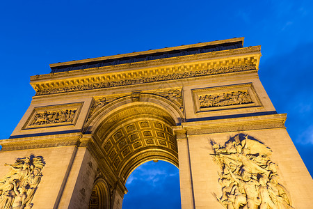 法国巴黎凯旋门夜景背景图片