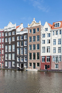 阿姆斯特丹市风景运河沿线有历史房屋图片