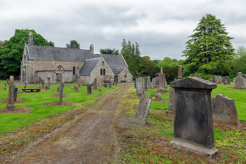 苏格兰爱丁堡附近带有旧和碑的独角教堂苏格兰爱丁堡附近带有和碑的独角教堂图片