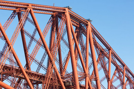 卡地亚建造细节福斯桥铁路桥弗斯湾附近的昆斯费里在苏格兰苏格兰福斯湾福斯大桥施工详图背景