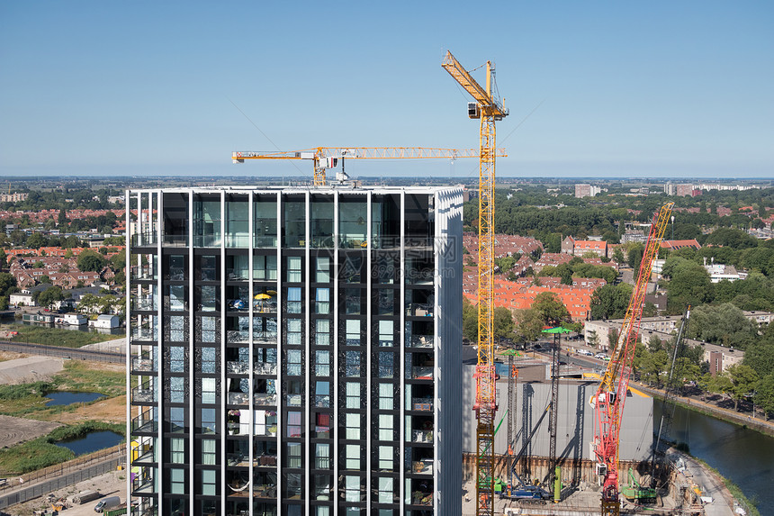 鸟瞰建筑工地荷兰阿姆斯特丹新公寓楼鸟瞰施工现场荷兰阿姆斯特丹新公寓楼图片