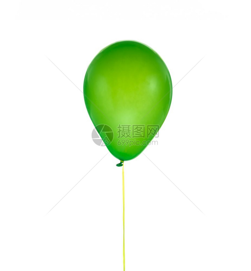 用于生日和在白背景上孤立的庆祝活动绿色气球图片