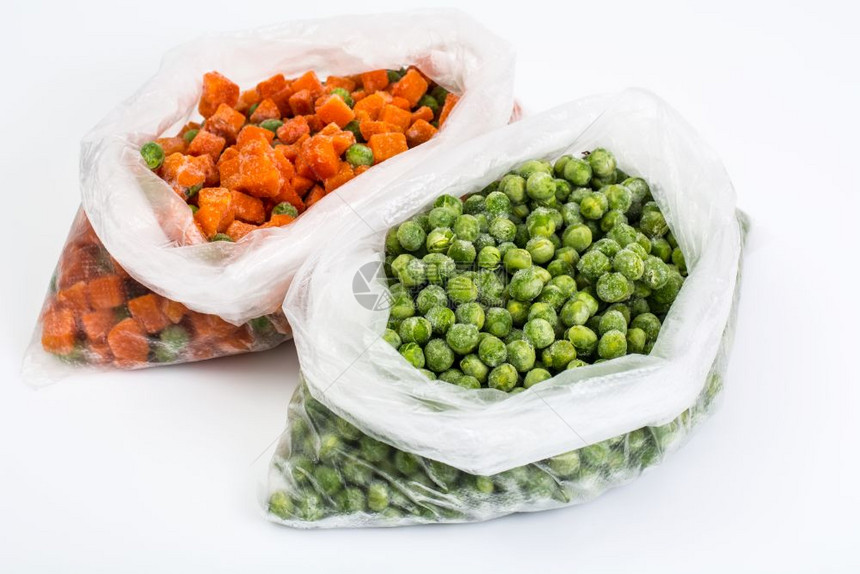 塑料袋中冻结的蔬菜工作室照片图片