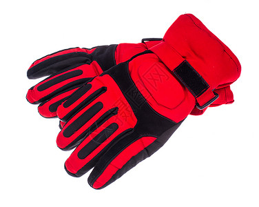 红色手套冬季滑雪用的手套工作室照片背景