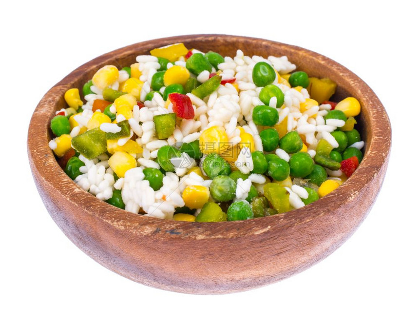 冷冻混合蔬菜和大米演播室照片冰冻混合蔬菜和大米图片