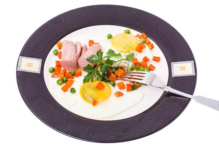 早餐吃煎蛋和清蒸蔬菜摄影棚照片早餐吃煎蛋和清蒸蔬菜图片