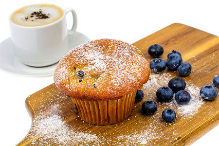 蓝莓蛋糕和咖啡营养早晨图片
