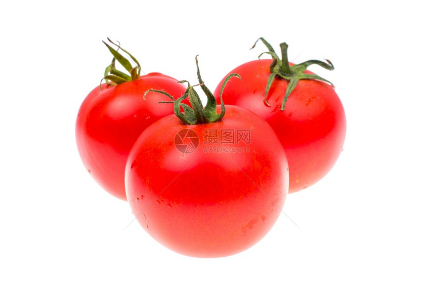 几个红熟的西柿在白色背景上被孤立图片