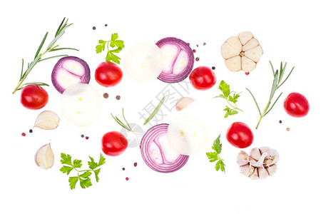 白色背景的新鲜蔬菜和香料工作室照片白背景的新鲜蔬菜和香料图片