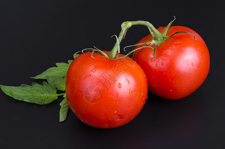 红熟西柿有黑色背景的水滴工作室照片图片