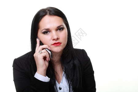 现代商业妇女讲电话的白人背景背景图片