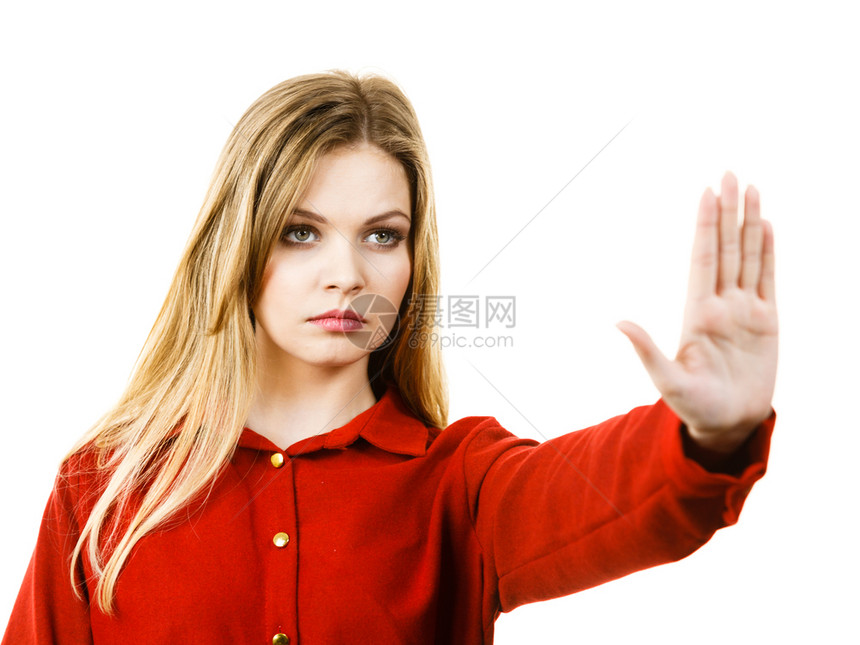 女用手掌表示停止的势图片