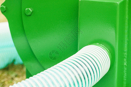 塑料波纹管特写农业机械细节概念波纹管机器详图背景