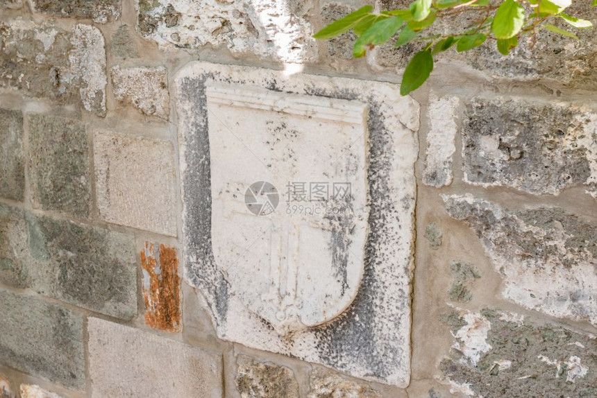 土耳其圣彼得城堡或博德伦圣彼得或博德伦土耳其圣彼得城堡或博德伦的古罗马大理石雕塑墙上刻的和其他标志图片