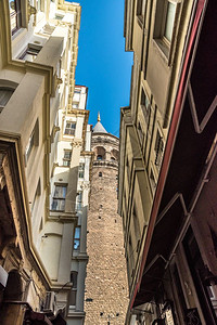 莱西2017年月8日土耳其伊斯坦布尔的古老Galata塔景象背景