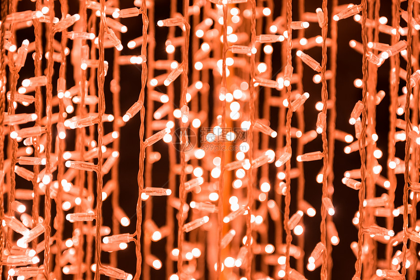 圣诞背景概念新年装饰灯园有许多小灯图片