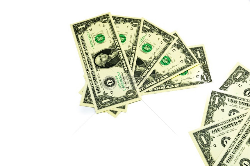 以孤立白背景堆叠的美元钞票视图用于编辑的可复制空间isaozdere图片