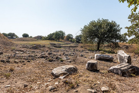 土耳其Canakkale的古代传奇城市特洛伊的废墟图片