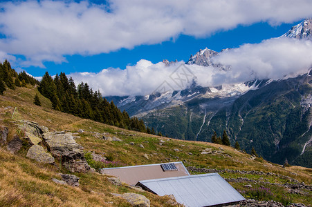 北柴胡chailloux小屋勃朗峰山丘夏蒙尼上萨瓦伊法国背景