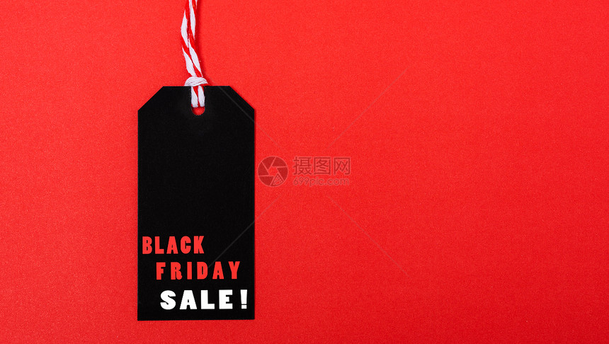 网上购物宣传黑色星期五销售有关红色背景的黑标签文字图片