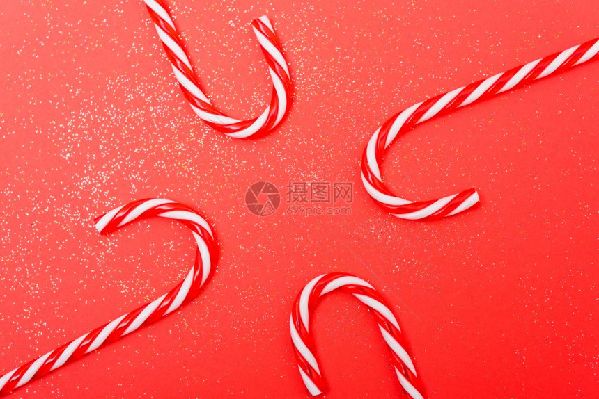 新年圣诞糖果甘蔗红背景双边图片