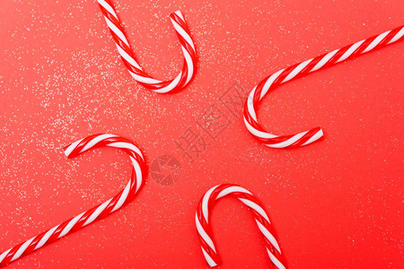 新年圣诞糖果甘蔗红背景双边背景图片