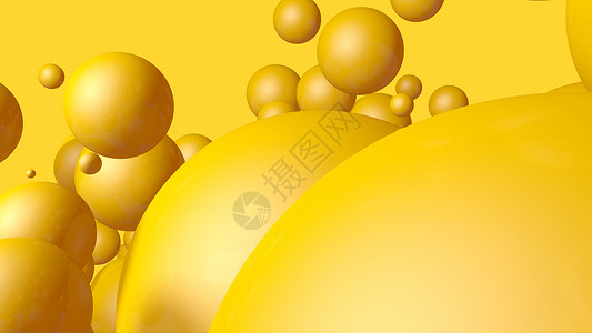 金属液体球3d将黄色背景的泡球投入背景背景