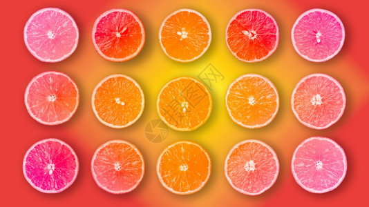 多色背景中半切有机橙子摘要背景各种颜色分行中半切有机橙子摘要背景背景图片