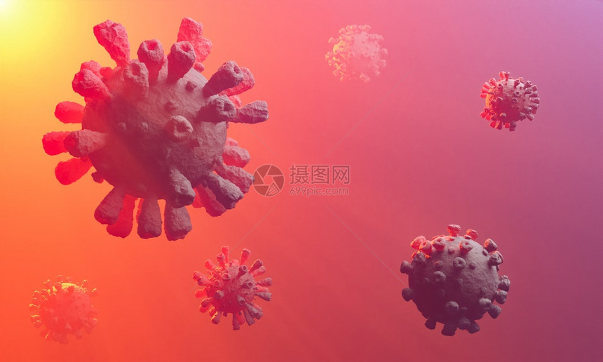 新冠新冠流感横幅蓝色背景3D制成的大流行病医疗危机疾细胞COVID19细胞概念的图像新冠流感横幅背景新冠新冠图片