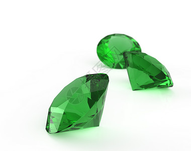 以白色3D模式孤立的绿色钻石图片