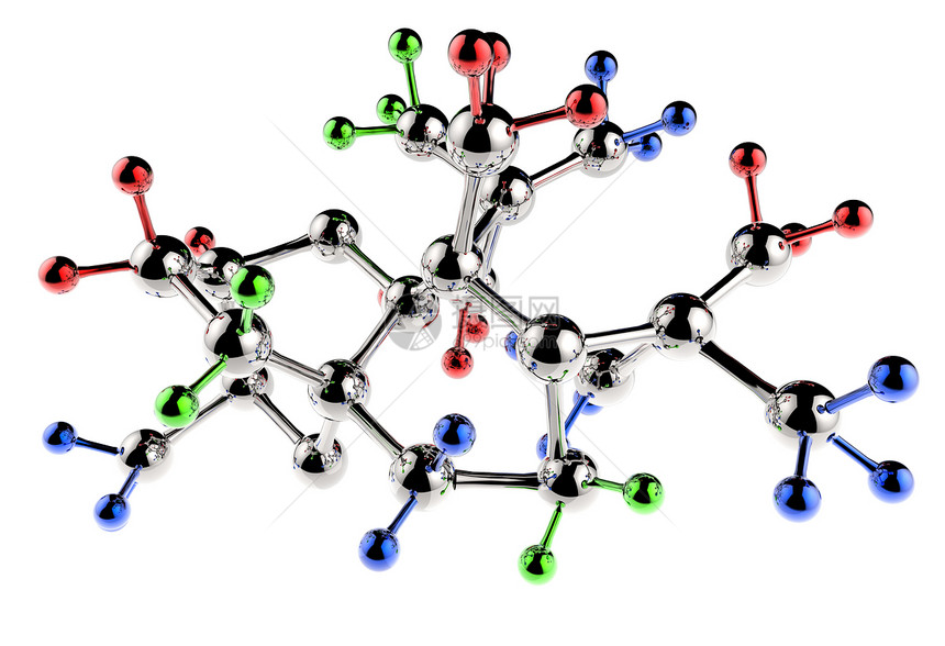 3d红色绿蓝颜的分子图片