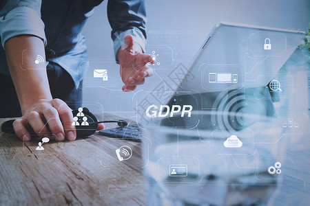 gdprGDPR带有网络安全和隐私虚拟图的数据保护条例背景