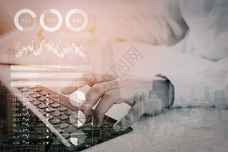 投资者分析报告和仪表板附有主要业绩指标KPI商人打键盘图片