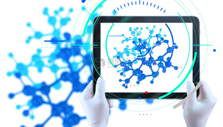 使用平板电脑的医生手将移动器结构作为医疗概念图片