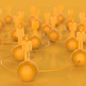 3d个黄色人类社会网络和领导作为概念图片
