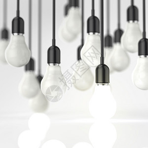 3D灯泡生长的创造想法和领导力概念图片