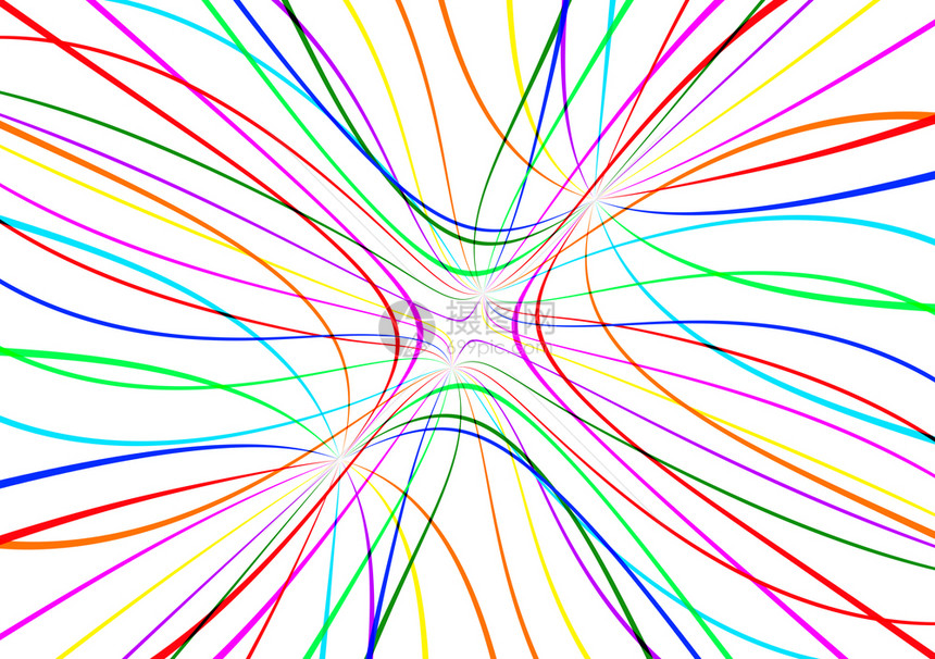 白色背景上的亮抽象多色线条图案图片
