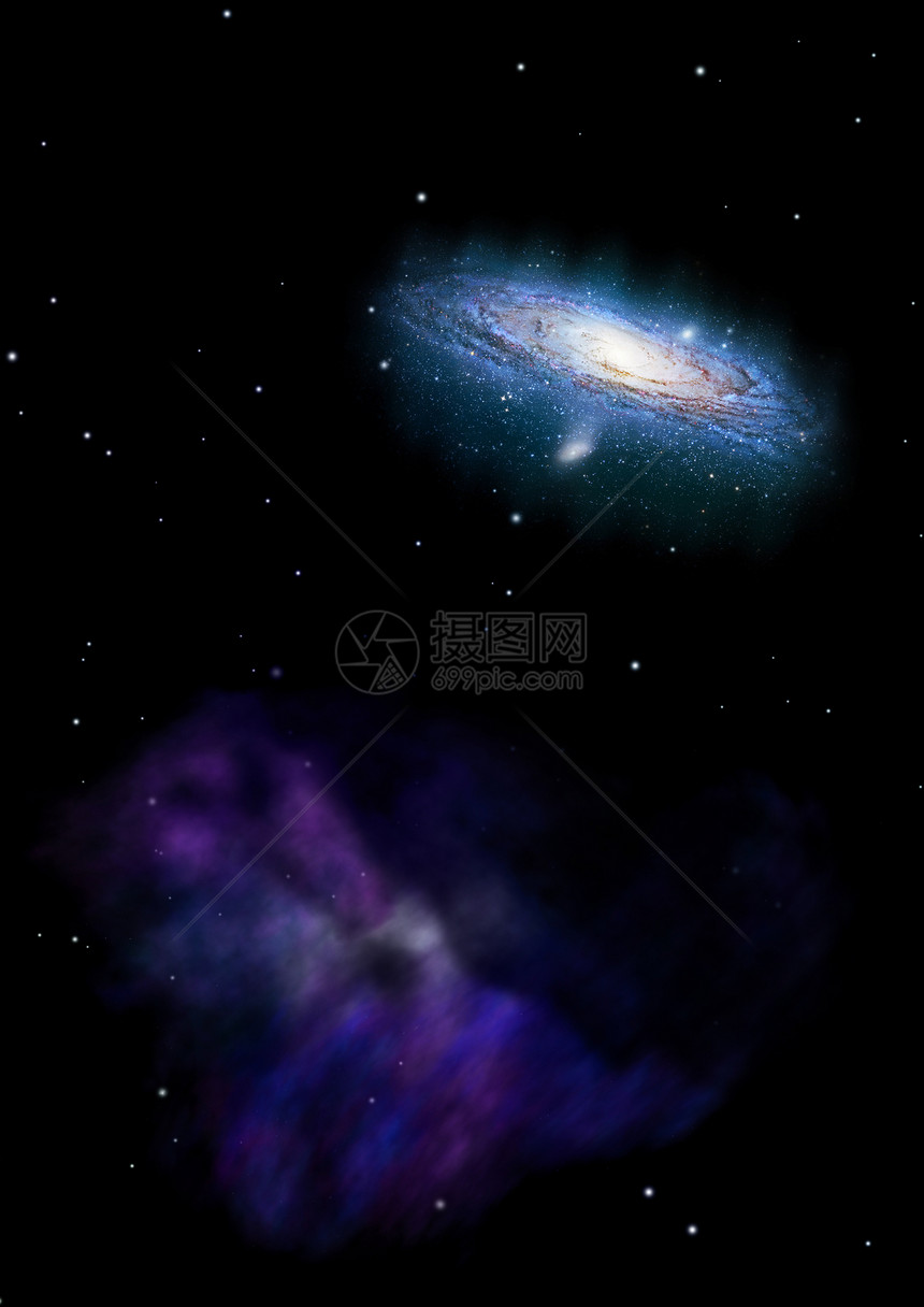 自由空间中的恒星和螺旋系由美国航天局提供的图像元素3D转换图片