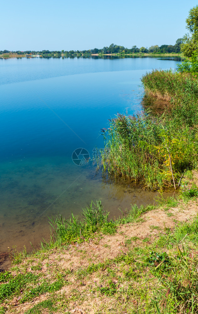 夏季湖平息的滨海宁静乡村生活态友好的旅游露营钓鱼的概念图片