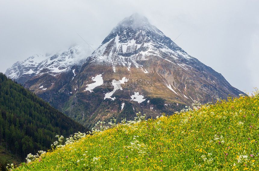 夏季阿尔卑斯山地貌坡开阔奥地利SilvrettaAlps图片