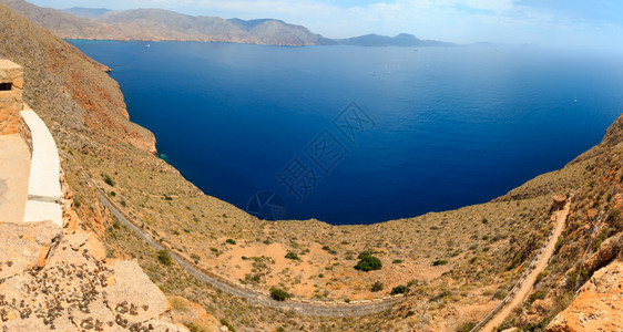 卡斯蒂利托斯地中海夏季岸线Tinosocape西班牙卡塔赫纳的景象背景